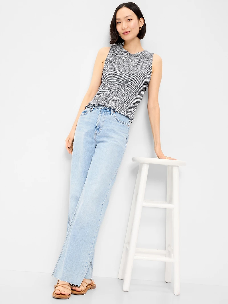 Sleeveless Smocked Tank Top