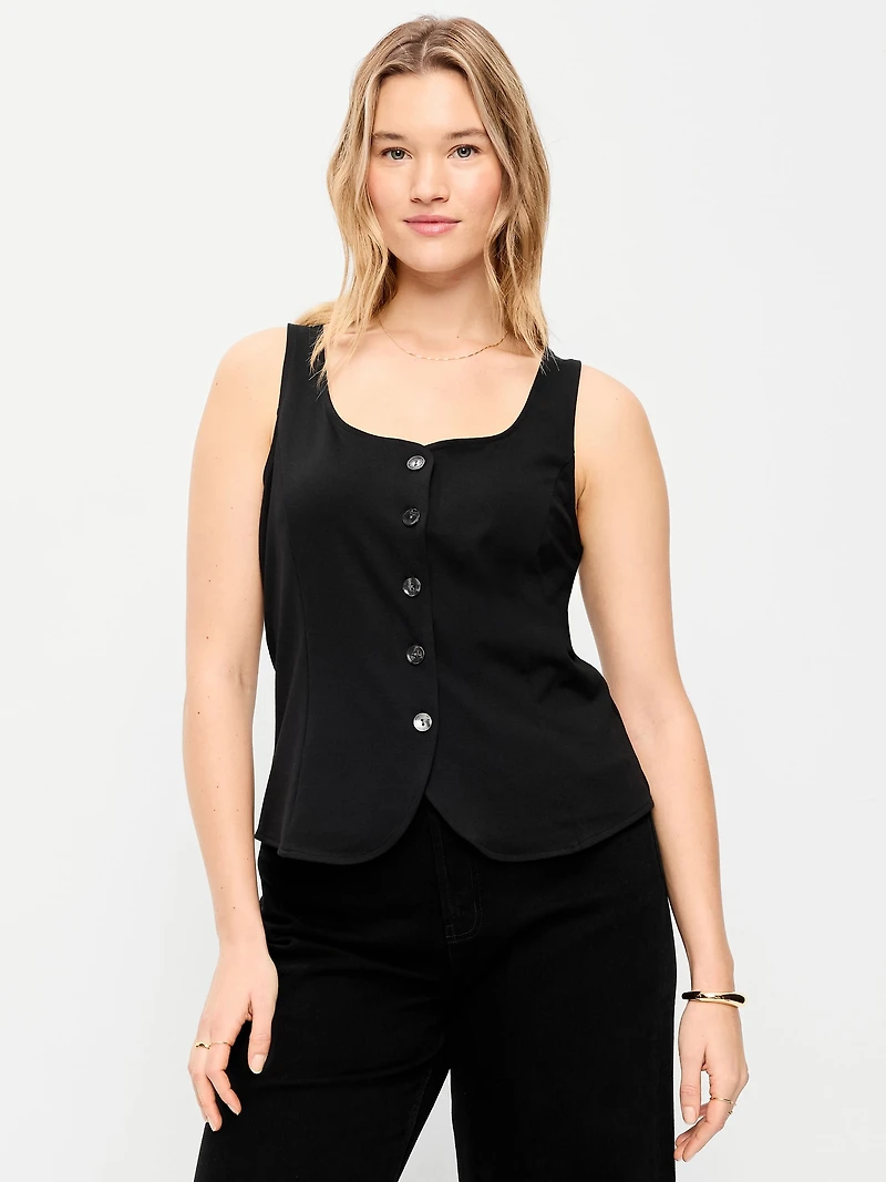 Sleeveless Button-Down Top