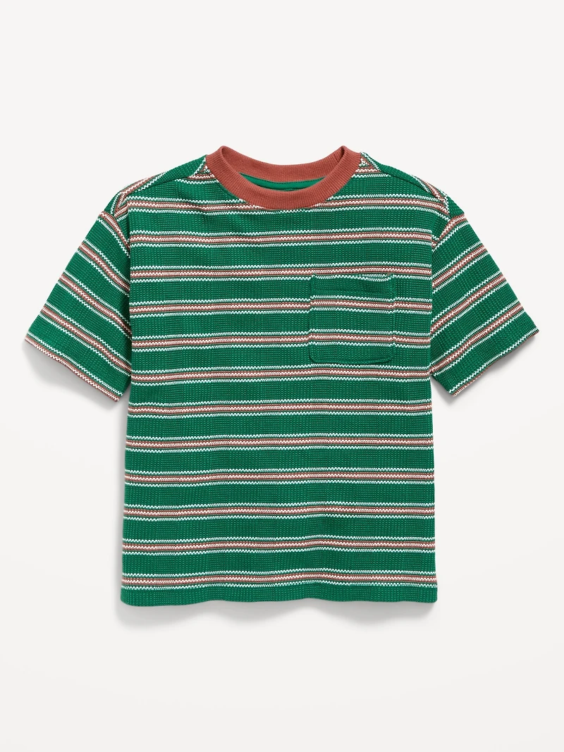 Oversized Short-Sleeve Waffle-Knit T-Shirt for Toddler Boys