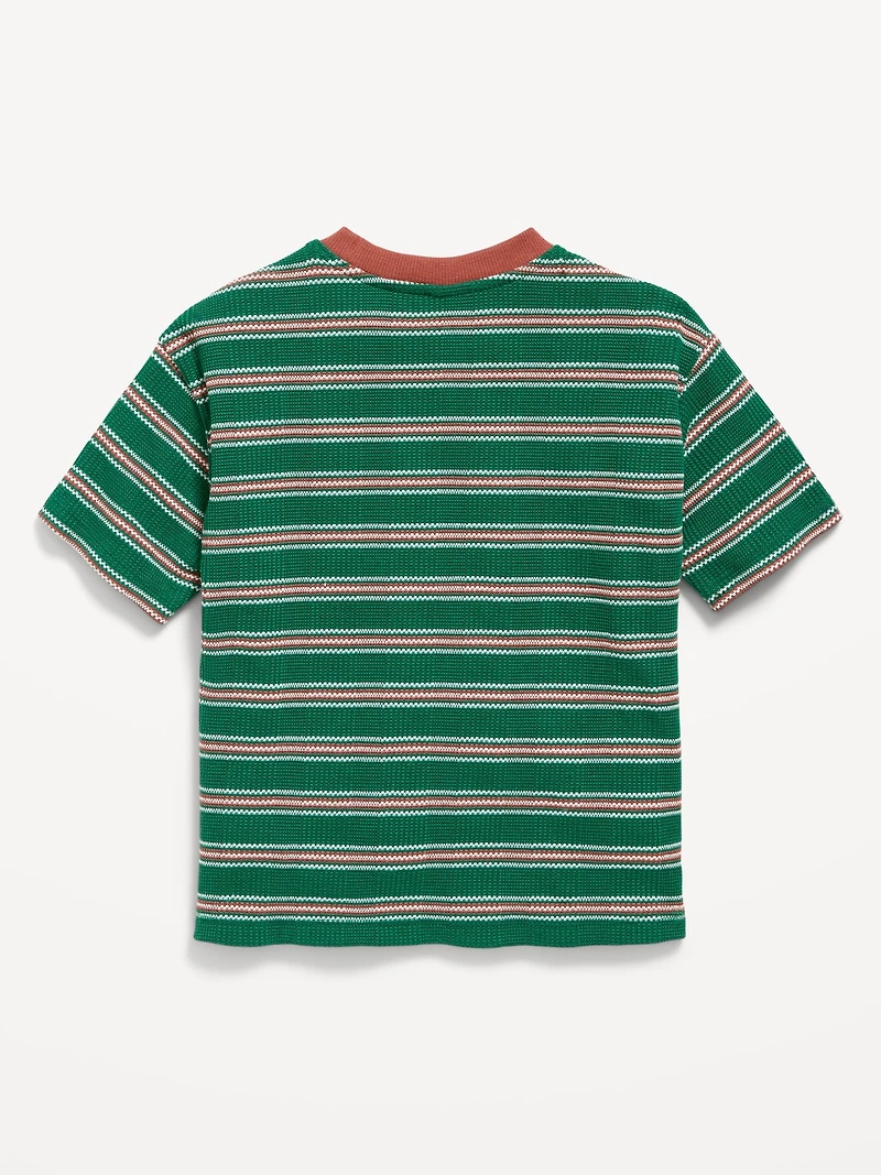 Oversized Short-Sleeve Waffle-Knit T-Shirt for Toddler Boys