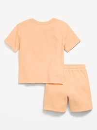 Oversized Graphic T-Shirt and Shorts Set for Toddler Boys