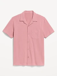 Short-Sleeve Textured Camp Shirt