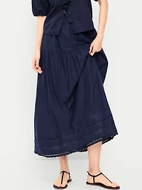 Lace-Trim Maxi Skirt
