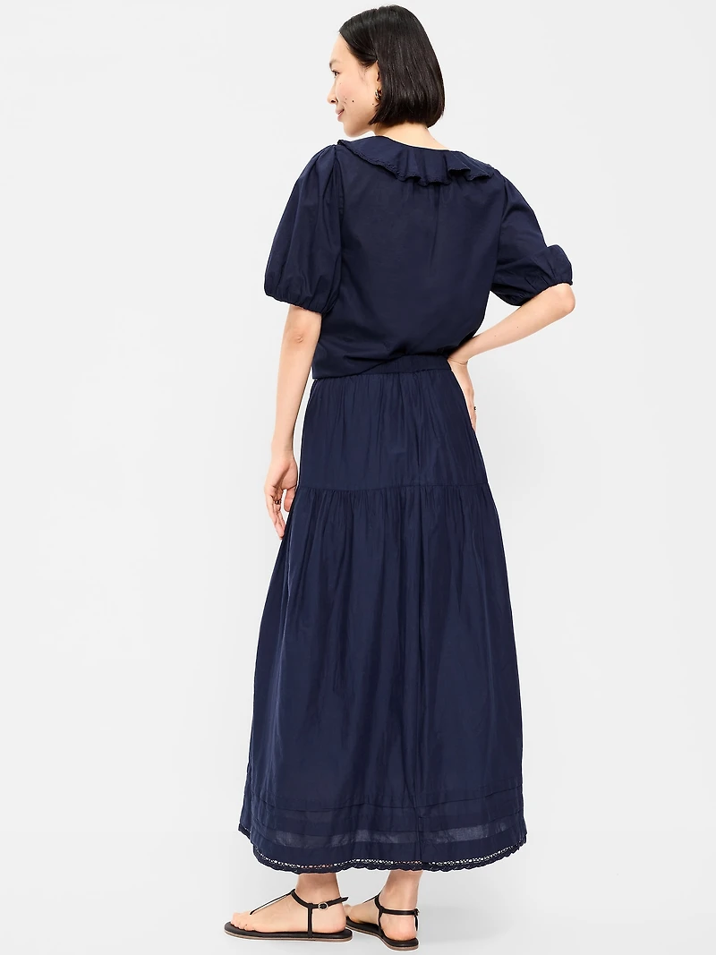 Lace-Trim Maxi Skirt