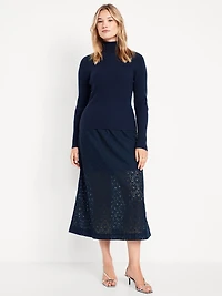 High-Waisted Lace Midi Skirt