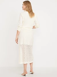 High-Waisted Lace Midi Skirt