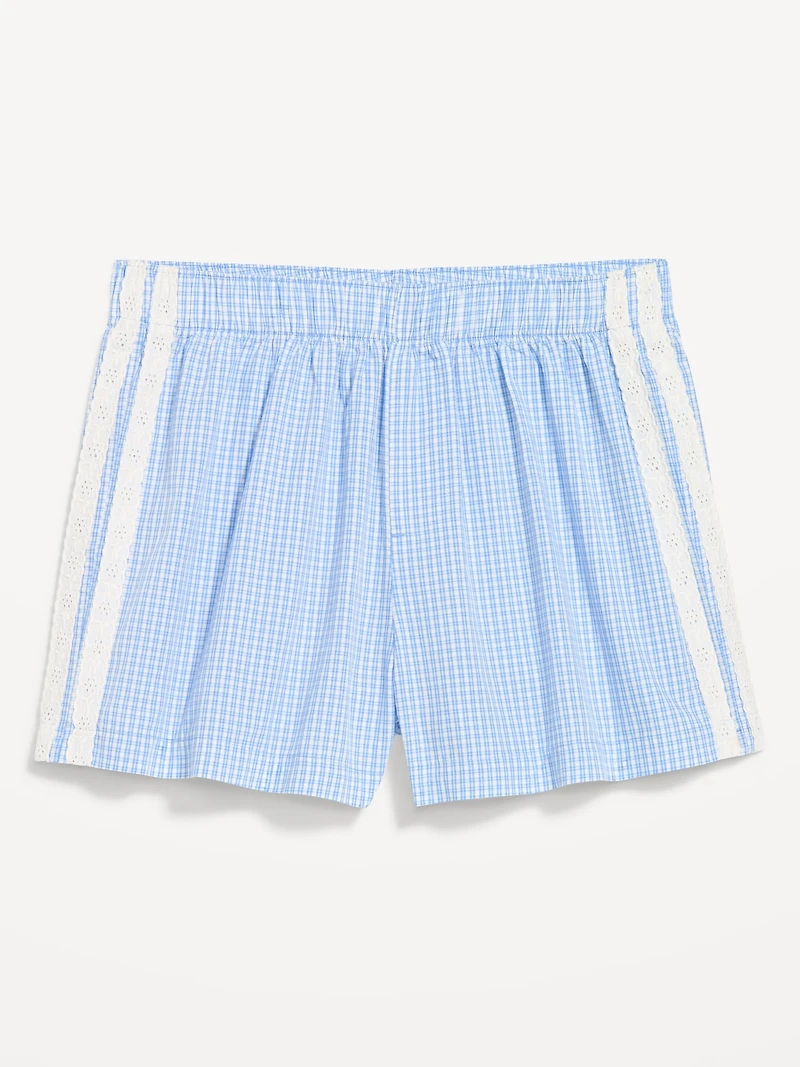 Eyelet-Trim Boxer Pajama Shorts