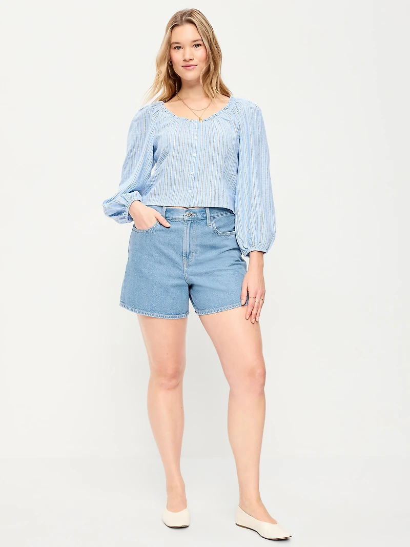 High-Waisted Wow Baggy Jean Shorts - 5-inch inseam