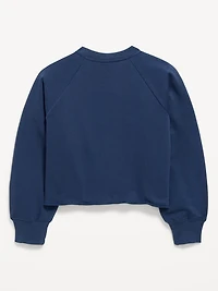 Lace-Trim French Terry Cropped Sweatshirt for Girls