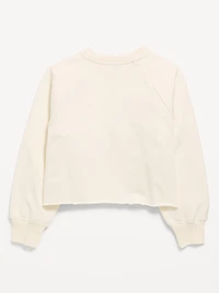 Lace-Trim French Terry Cropped Sweatshirt for Girls