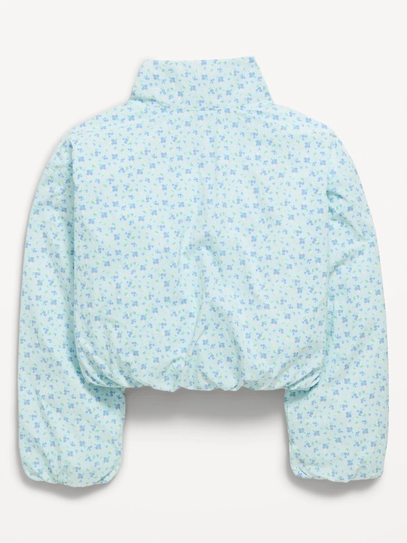 Printed Full-Zip Bubble-Hem Jacket for Girls