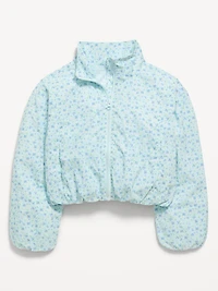 Printed Full-Zip Bubble-Hem Jacket for Girls
