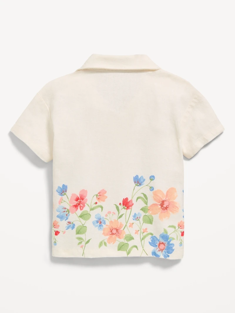 Printed Short-Sleeve Linen-Blend Shirt for Baby