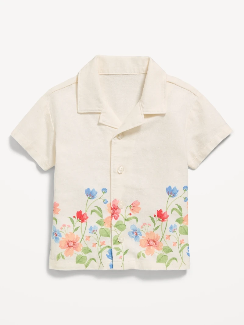 Printed Short-Sleeve Linen-Blend Shirt for Baby
