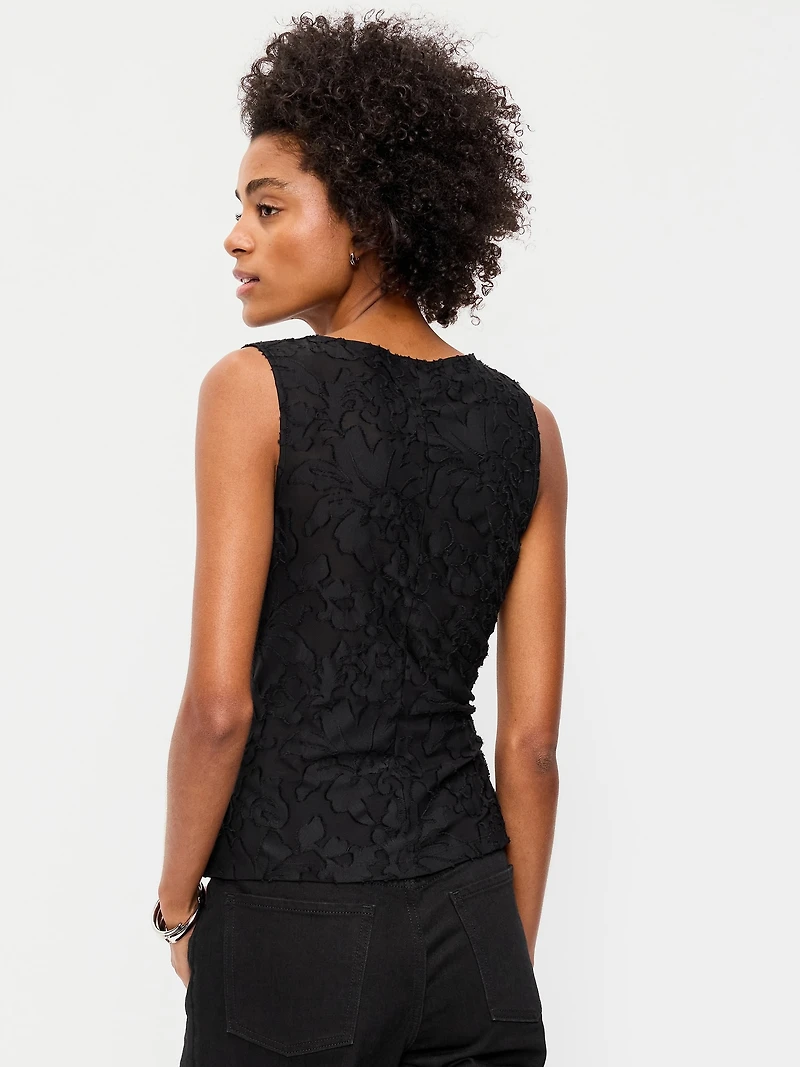 Jacquard Side-Drape Top
