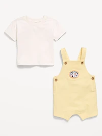 Short-Sleeve T-Shirt and Shortalls Set for Baby
