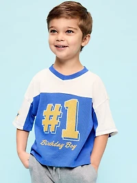 Oversized Mesh Graphic Football T-Shirt for Toddler Boys