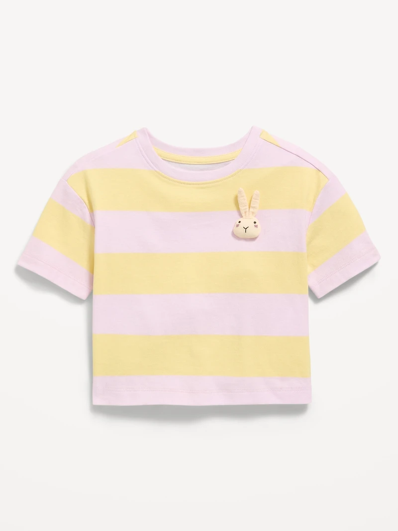 Boxy Short-Sleeve Applique T-Shirt for Toddler Girls