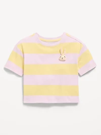 Boxy Short-Sleeve Applique T-Shirt for Toddler Girls