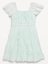 Fit and Flare Crinkle Gauze Tiered Dress for Girls