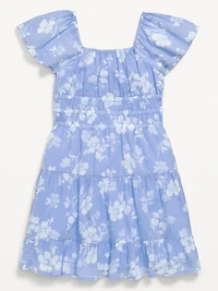 Fit and Flare Crinkle Gauze Tiered Dress for Girls
