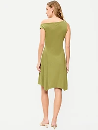 Fit & Flare Asymmetrical Shoulder Mini Dress