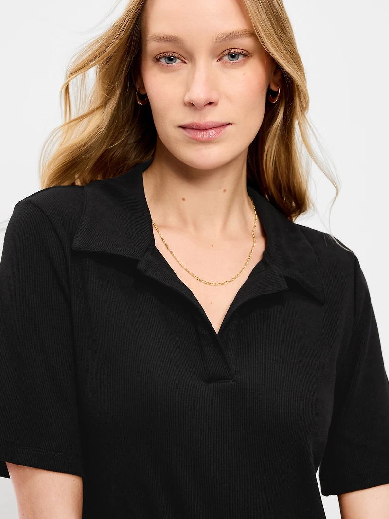 Short-Sleeve Polo Midi Dress