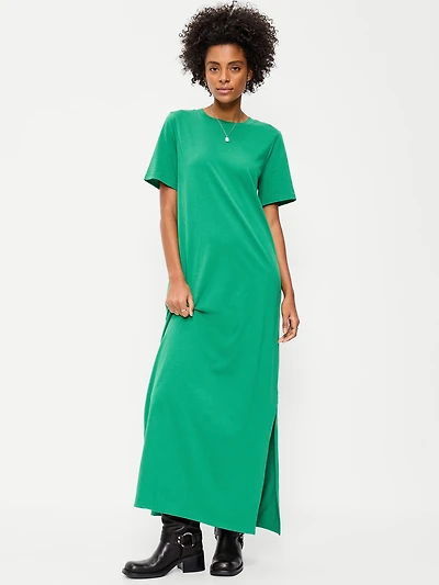 Vintage Crew-Neck Maxi Dress