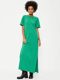 Vintage Crew-Neck Maxi Dress