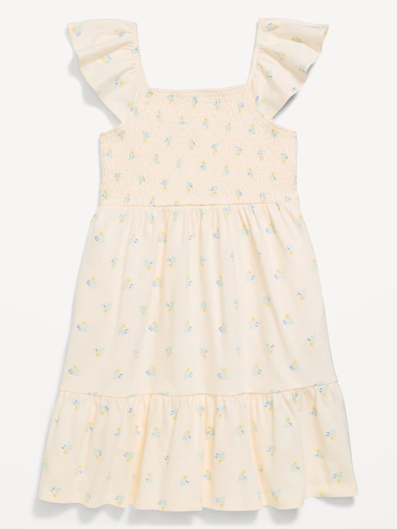 Printed Fit and Flare Smocked Dress for Girls