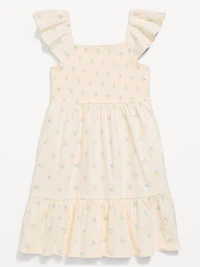 Printed Fit and Flare Smocked Dress for Girls