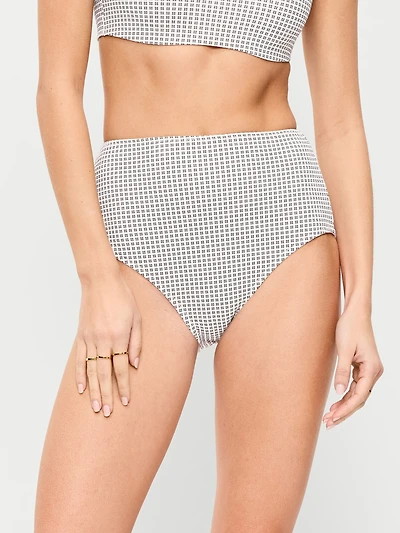 High-Waisted Pique Bikini Swim Bottoms