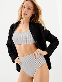High-Waisted Pique Bikini Swim Bottoms