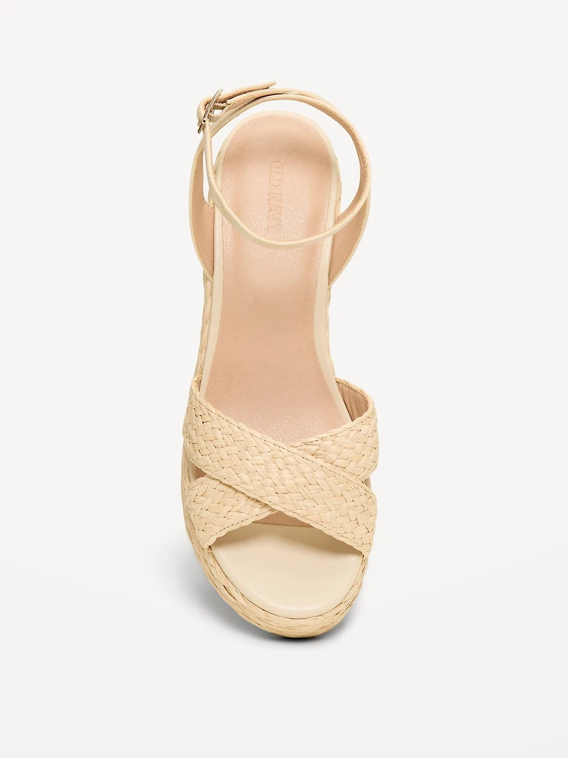 Raffia Platform Sandals for Women
