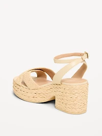 Raffia Platform Sandals for Women
