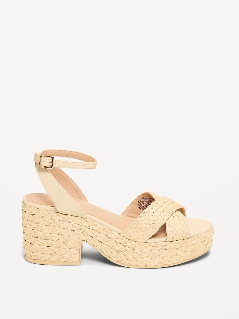 Raffia Platform Sandals for Women