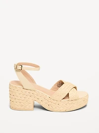 Raffia Platform Sandals for Women
