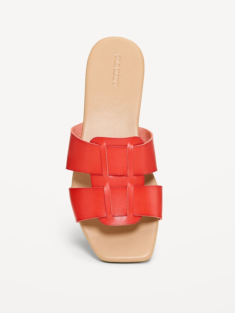 Faux-Leather Slide Sandals