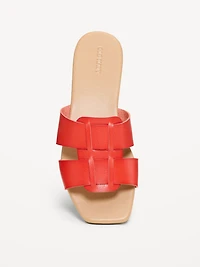 Faux-Leather Slide Sandals