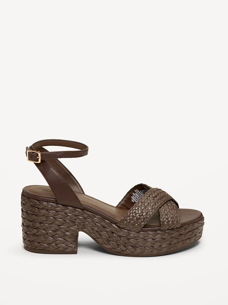 Raffia Platform Sandals for Women