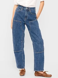 High-Waisted Baggy Barrel Utility Jeans
