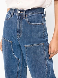 High-Waisted Baggy Barrel Utility Jeans
