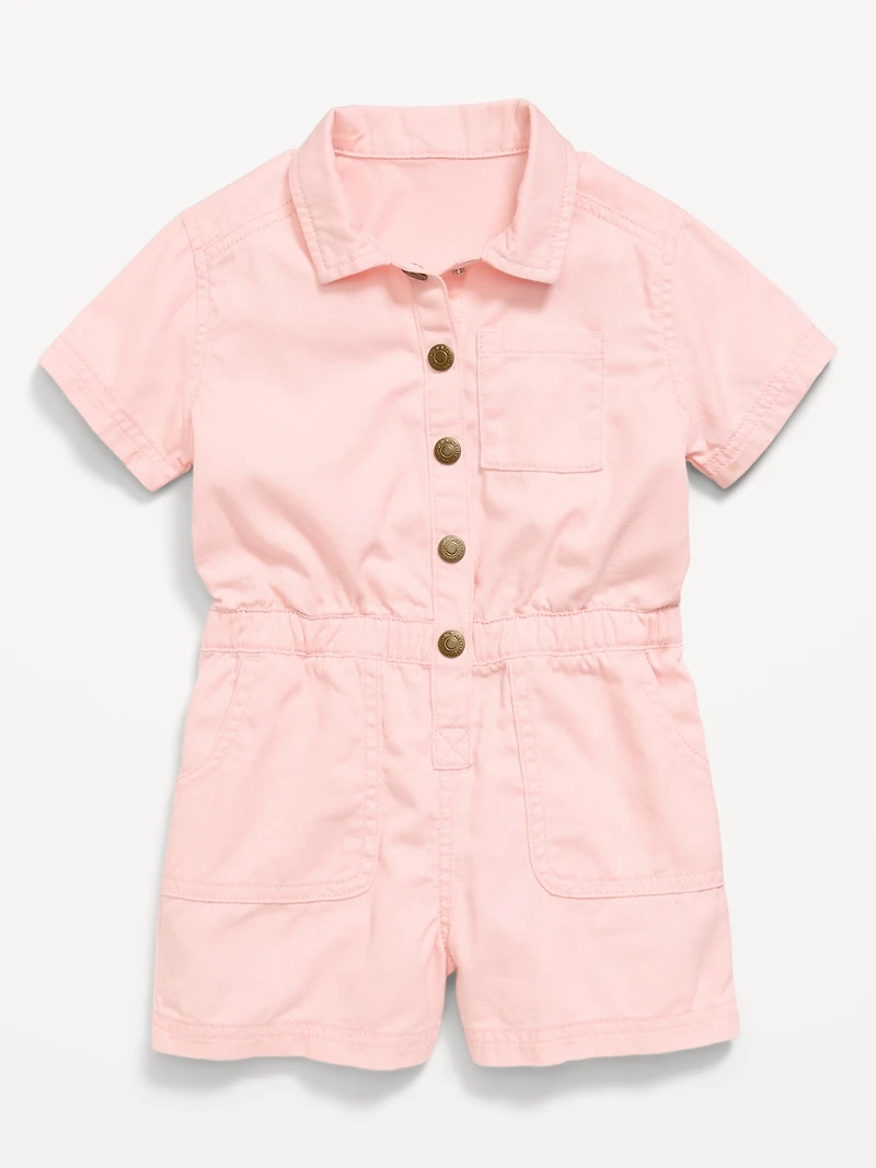 Short-Sleeve Utility Romper for Toddler Girls