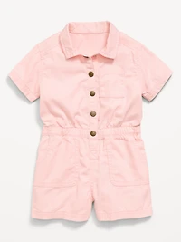 Short-Sleeve Utility Romper for Toddler Girls
