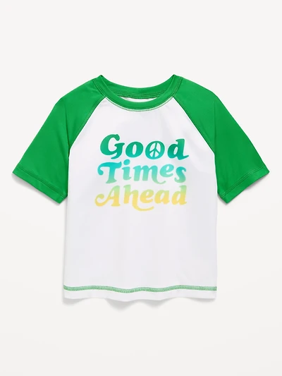 Short-Sleeve Graphic Rashguard Swim Top for Toddler Boys