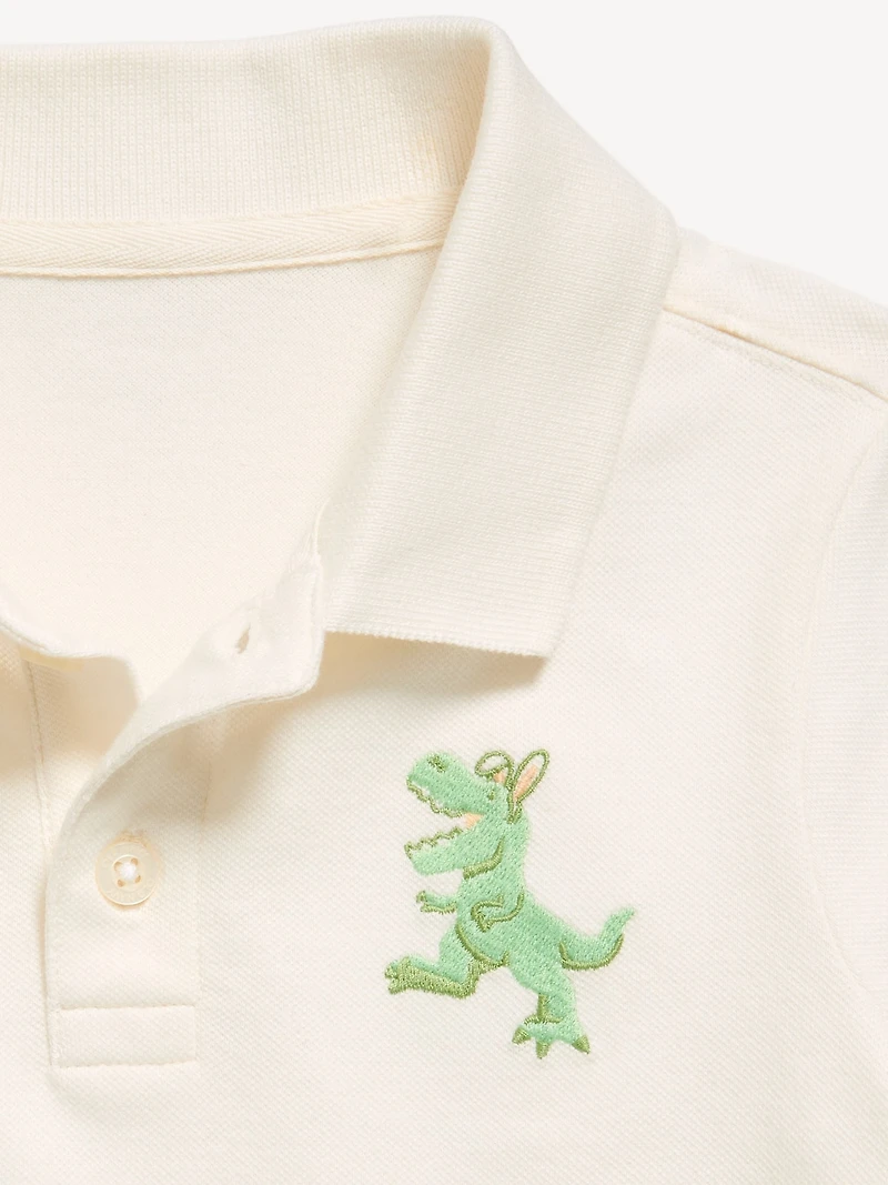 Printed Short-Sleeve Pique Polo Shirt for Toddler Boys