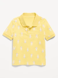 Printed Short-Sleeve Pique Polo Shirt for Toddler Boys