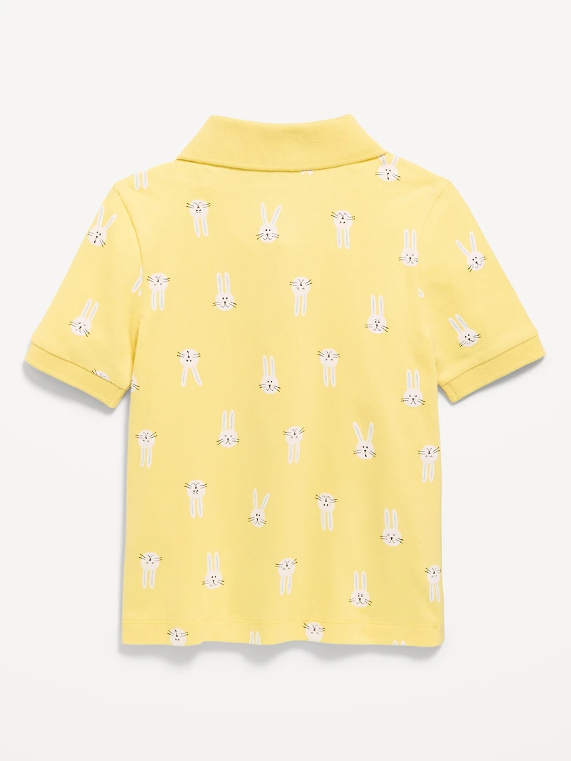 Printed Short-Sleeve Pique Polo Shirt for Toddler Boys