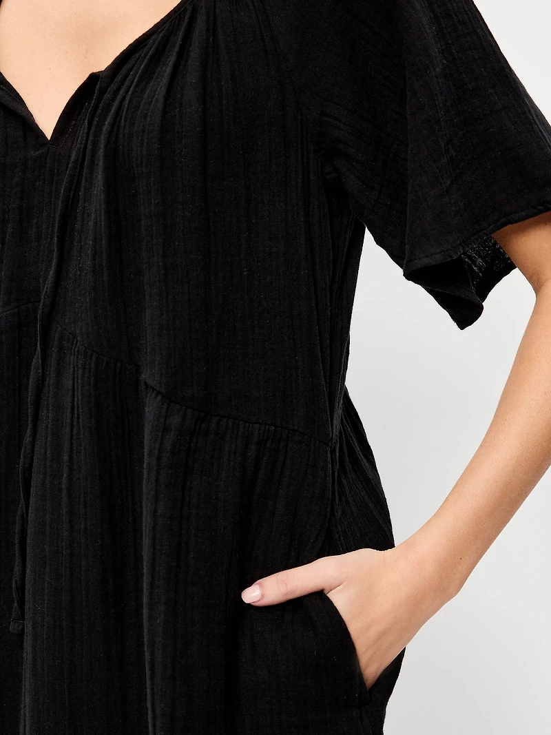 Flutter-Sleeve Mini Swing Dress