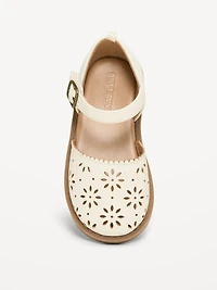 Faux-Leather Chunky Ballet Sandals for Toddler Girls